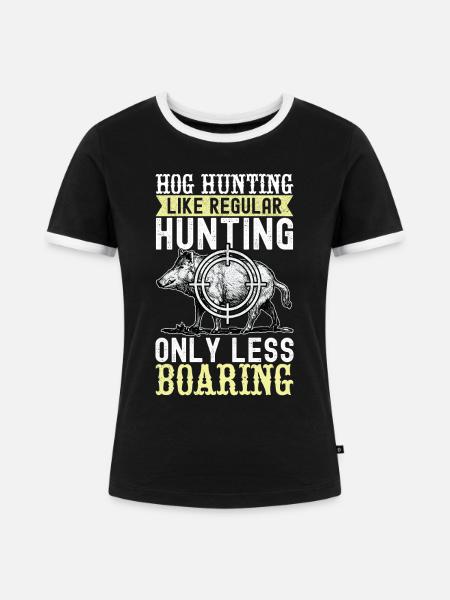 Jäger Wildschwein Jagen - Frauen Kontrast-T-Shirt - Schwarz/Weiß