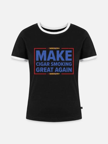 Zigarre Rauchen Zigarren Raucher - Frauen Kontrast-T-Shirt - Schwarz/Weiß