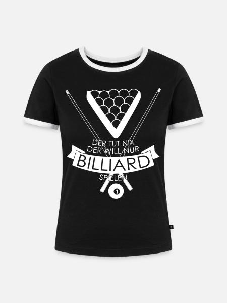 Billard Poolbillard Billardtisch Snooker - Frauen Kontrast-T-Shirt - Schwarz/Weiß