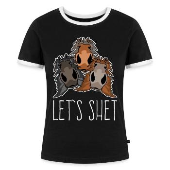 Shetlandpony Shetland Pony Shetty - Frauen Kontrast-T-Shirt - Schwarz/Weiß - Vorne - Selfina (174cm)
