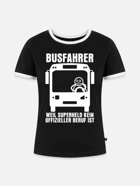 Busfahrer Busfahrerin Linienbus - Frauen Kontrast-T-Shirt - Schwarz/Weiß