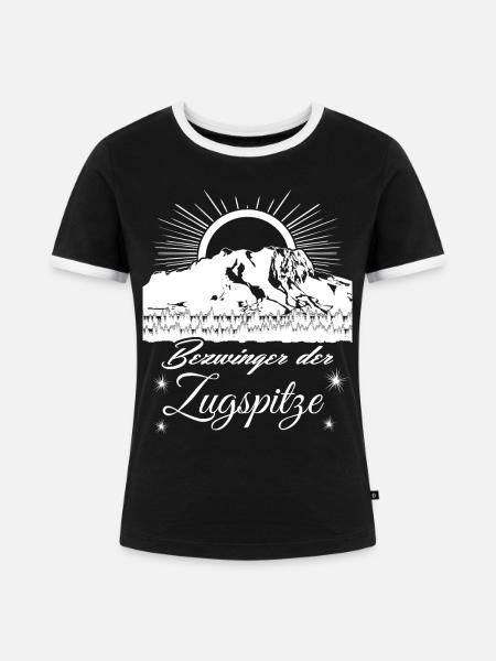 Zugspitze Sonnenaufgang - Frauen Kontrast-T-Shirt - Schwarz/Weiß