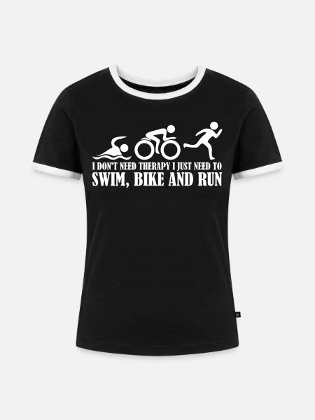 Triathlon Triathleten lustig Triathlet - Frauen Kontrast-T-Shirt - Schwarz/Weiß