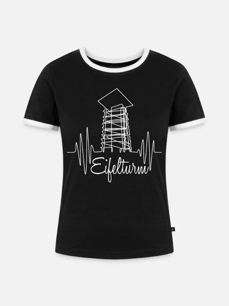 Eifel Aussichtsturm Wandern Eifler - Frauen Kontrast-T-Shirt - Schwarz/Weiß