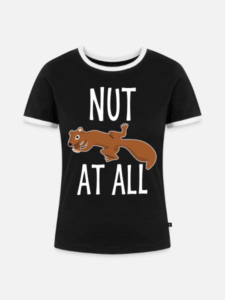 Eichhörnchen mit Nuss - Frauen Kontrast-T-Shirt - Schwarz/Weiß