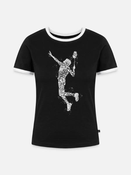 Badminton - Frauen Kontrast-T-Shirt - Schwarz/Weiß