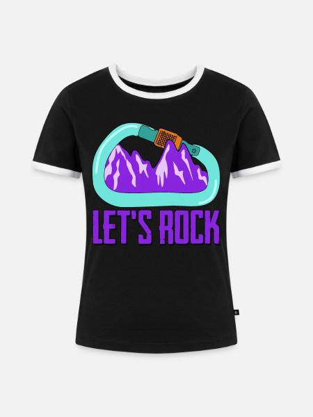 Bergklettern Carabiner Kletterer - Frauen Kontrast-T-Shirt - Schwarz/Weiß