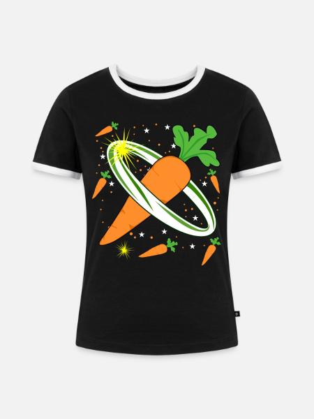 Carrot in Space Carrots - Frauen Kontrast-T-Shirt - Schwarz/Weiß