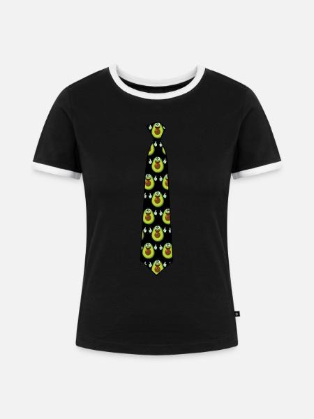 Avocado Tie with Avocados - Frauen Kontrast-T-Shirt - Schwarz/Weiß