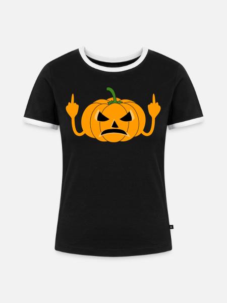 Pumpkin Pumpkins Grumpy - Frauen Kontrast-T-Shirt - Schwarz/Weiß