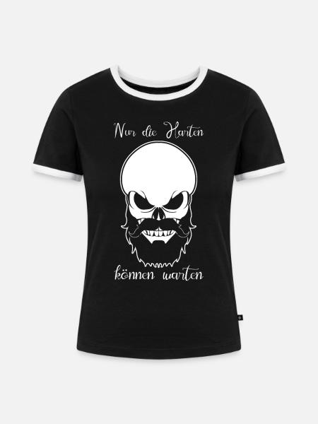Vordrängeln Vorlassen - Frauen Kontrast-T-Shirt - Schwarz/Weiß