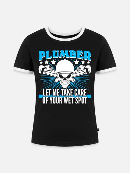 Plumbers Skull Plumber - Frauen Kontrast-T-Shirt - Schwarz/Weiß