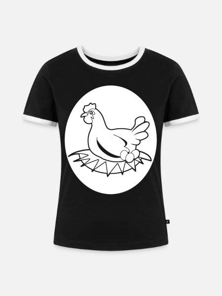 Eggs Chicken Egg - Frauen Kontrast-T-Shirt - Schwarz/Weiß