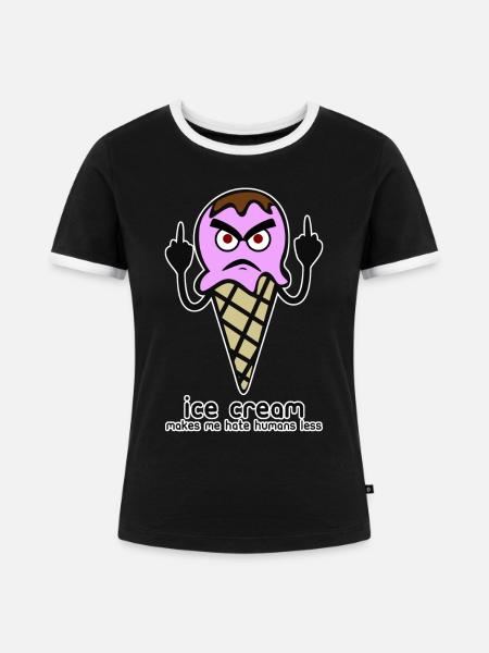Ice Cream Grumpy Icecream - Frauen Kontrast-T-Shirt - Schwarz/Weiß