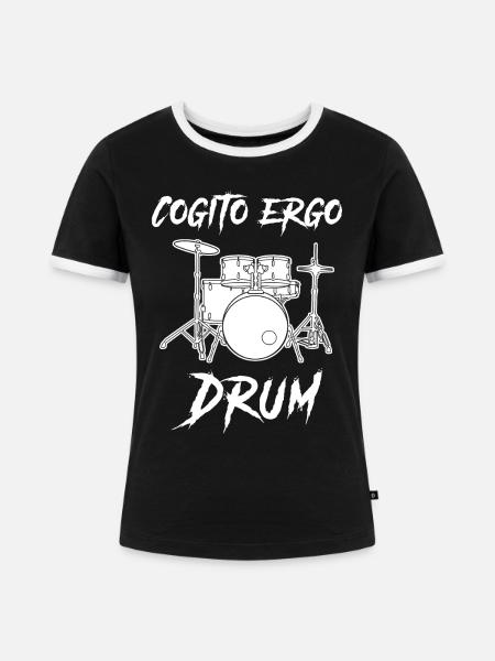 Drummer Drums Drumset Drum - Frauen Kontrast-T-Shirt - Schwarz/Weiß
