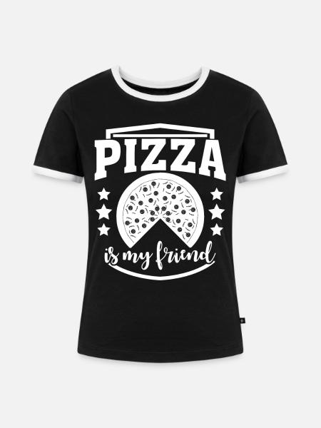 Pizza Joke Pizzaria - Frauen Kontrast-T-Shirt - Schwarz/Weiß