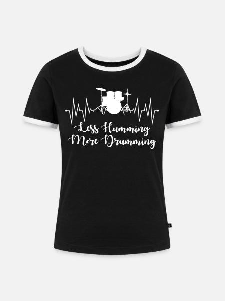 Drummer Drum Drums Drumset - Frauen Kontrast-T-Shirt - Schwarz/Weiß