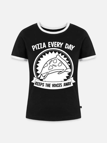 Pizzas Pizzaria Pizza - Frauen Kontrast-T-Shirt - Schwarz/Weiß