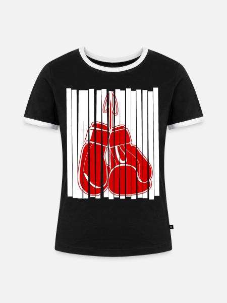Red Boxing Gloves Boxer - Frauen Kontrast-T-Shirt - Schwarz/Weiß