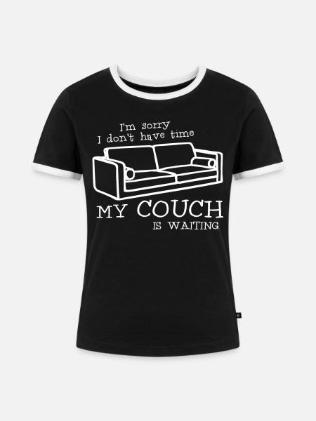 Couch and Sofa - Frauen Kontrast-T-Shirt - Schwarz/Weiß