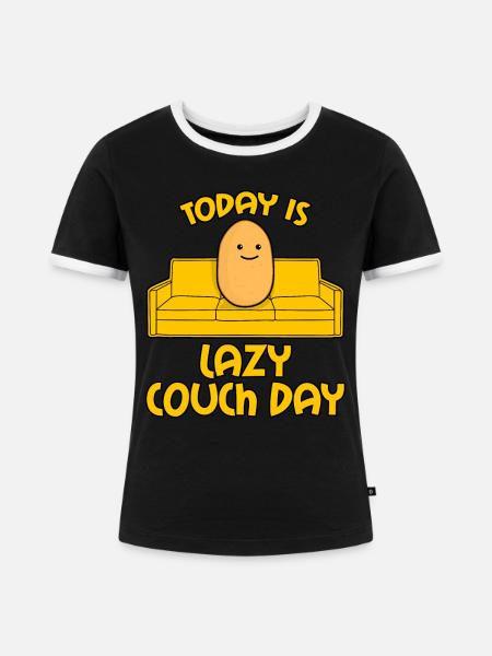 Potato Couch Sofa - Frauen Kontrast-T-Shirt - Schwarz/Weiß