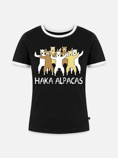 Haka Alpacas - Frauen Kontrast-T-Shirt - Schwarz/Weiß