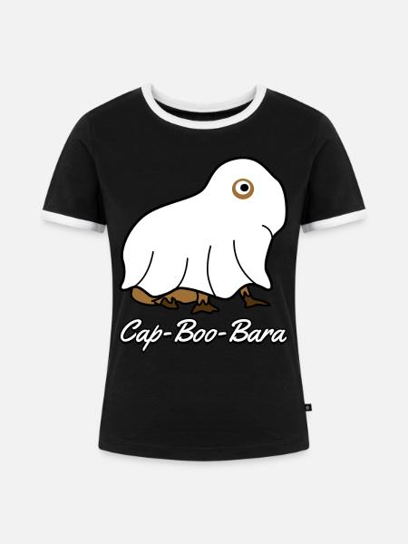 Capybaras Ghost Capybara - Frauen Kontrast-T-Shirt - Schwarz/Weiß