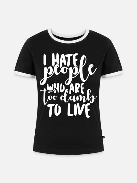 Misanthrope Grumpy Darwin Darwinism - Frauen Kontrast-T-Shirt - Schwarz/Weiß