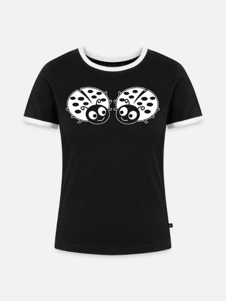 Ladybugs Ladybird Ladybug - Frauen Kontrast-T-Shirt - Schwarz/Weiß