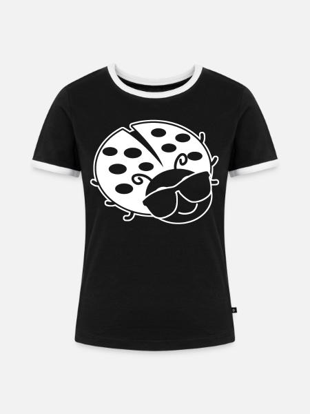 Ladybug Sunglasses Ladybugs - Frauen Kontrast-T-Shirt - Schwarz/Weiß