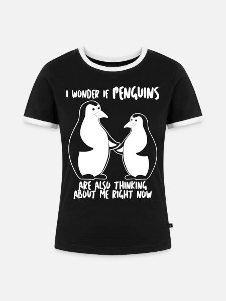 Penguin Joke Penguins - Frauen Kontrast-T-Shirt - Schwarz/Weiß