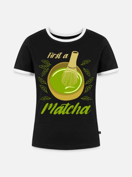 Matcha -grüner Tee - Frauen Kontrast-T-Shirt - Schwarz/Weiß