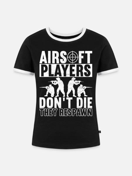 Airsoft Waffe Airsoft Hobby - Frauen Kontrast-T-Shirt - Schwarz/Weiß