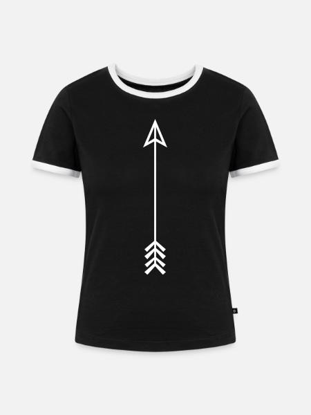 Archery long bow compound bow - Frauen Kontrast-T-Shirt - Schwarz/Weiß