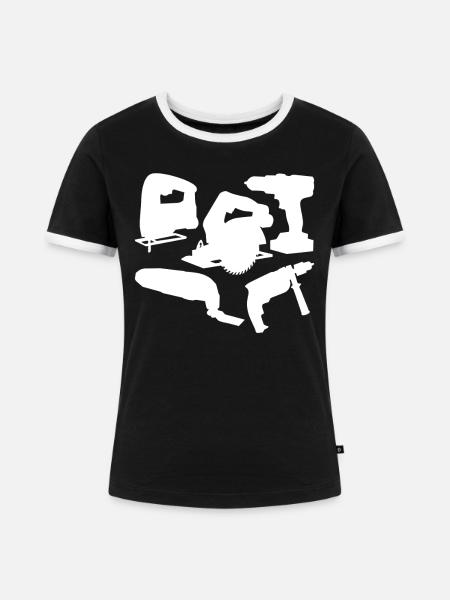 Power Tools Electric Tools Tool - Frauen Kontrast-T-Shirt - Schwarz/Weiß
