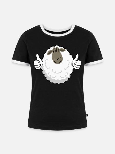 Thumbs up Sheep - Frauen Kontrast-T-Shirt - Schwarz/Weiß