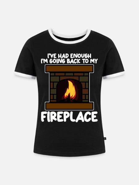 Fireplace Oven Firewood Stove - Frauen Kontrast-T-Shirt - Schwarz/Weiß