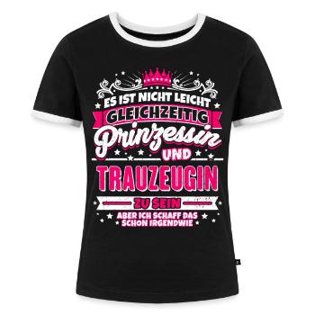 Prinzessin und Trauzeugin - Frauen Kontrast-T-Shirt - Schwarz/Weiß - Vorne - Selfina (174cm)