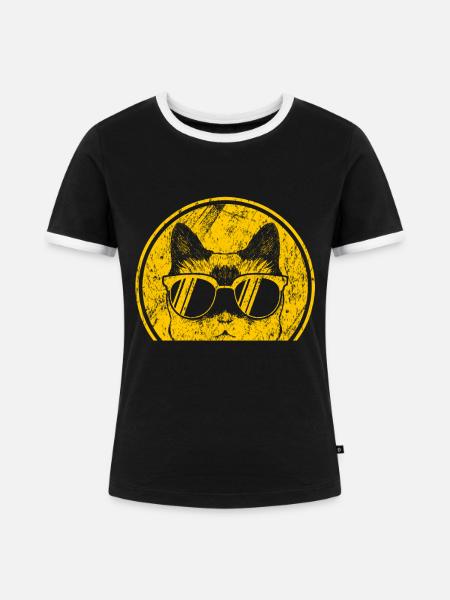 Coole Katze - Frauen Kontrast-T-Shirt - Schwarz/Weiß