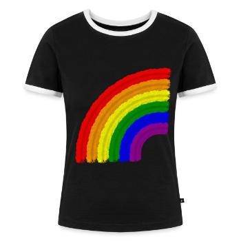 Regenbogen LGBT Pride Rainbow - Frauen Kontrast-T-Shirt - Schwarz/Weiß - Vorne - Selfina (174cm)