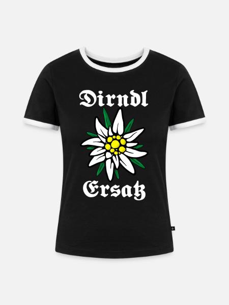 Ersatz Dirndl - Frauen Kontrast-T-Shirt - Schwarz/Weiß