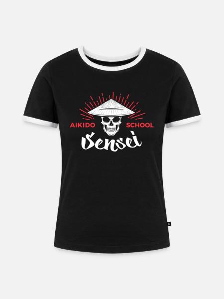 Sensei Skull Japan - Frauen Kontrast-T-Shirt - Schwarz/Weiß