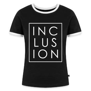 Großartig für alle Gelegenheiten Inklusion Tee Inklusion - Frauen Kontrast-T-Shirt - Schwarz/Weiß - Vorne - Selfina (174cm)