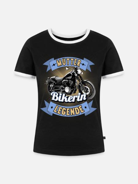 Bikerin Mutter Motorräder - Frauen Kontrast-T-Shirt - Schwarz/Weiß