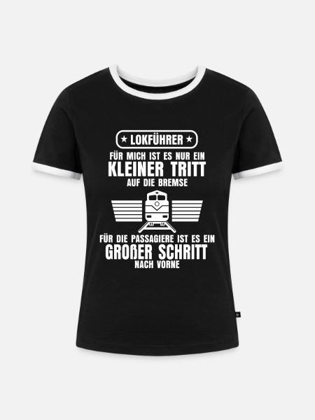 Lokführer Dampflok - Frauen Kontrast-T-Shirt - Schwarz/Weiß