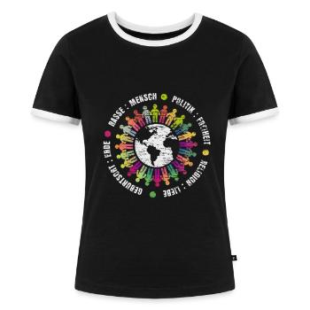 Klimaschutz Umweltfreundlich - Frauen Kontrast-T-Shirt - Schwarz/Weiß - Vorne - Selfina (174cm)