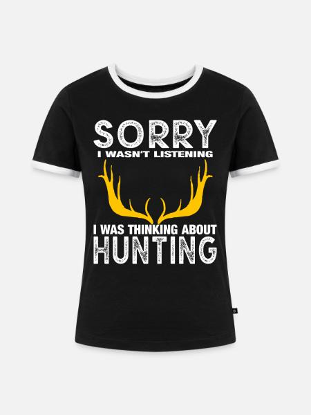 HUNTING - Frauen Kontrast-T-Shirt - Schwarz/Weiß