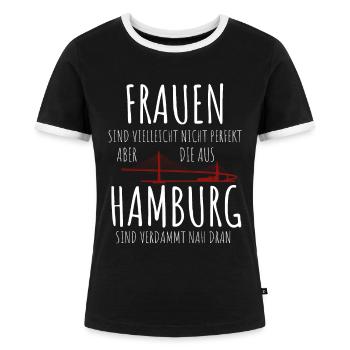 Stadt HAMBURG Perfekte Frauen - Frauen Kontrast-T-Shirt - Schwarz/Weiß - Vorne - Selfina (174cm)