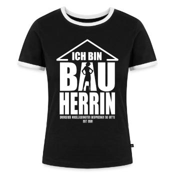 Bauherr Bauherrin - Frauen Kontrast-T-Shirt - Schwarz/Weiß - Vorne - Selfina (174cm)