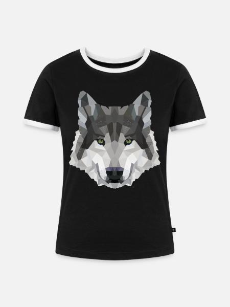 POLYGON WOLF MYTH FANTASY Husky - Frauen Kontrast-T-Shirt - Schwarz/Weiß